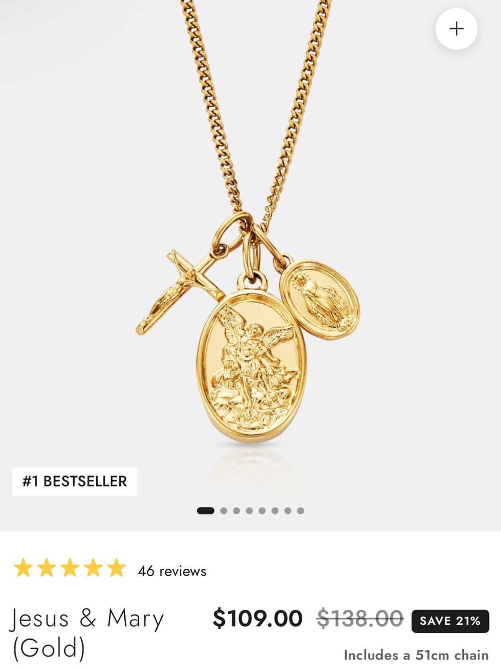 18kt Gold Plated Stainless Steel Layered Jesus & Mary Pendant Necklace - Craftd